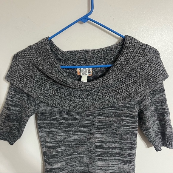90s Y2K Mudd Short Sleeve Sweater Dress With Cowl Neck Mini Gray Size Small - Picture 5 of 10